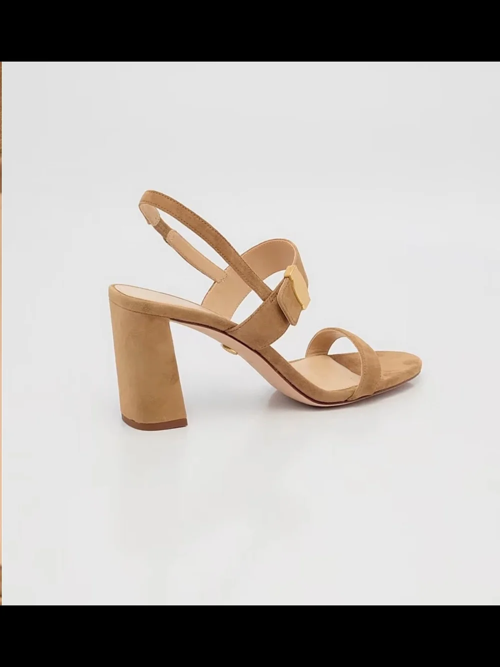 Veronica Beard Tan Suede Block Heel Slingback Sandal